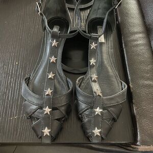SCHUTZ Black Star-Embellished Sandals Size 5‎